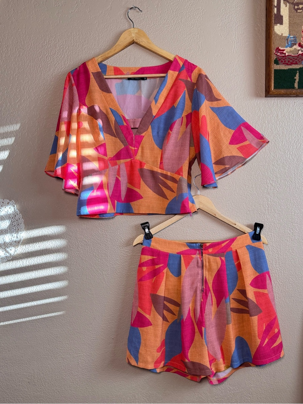 LE FRUIT Vibrant Abstract Print Two-Piece Set | Size Medium